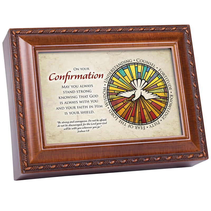 Confirmation God With You Woodgrain Rope Traditional Music Box Plays Friend In Jesus
