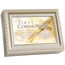 First Communion Living Bread Champagne Silver Traditional Music Box Plays Jesus Loves Me