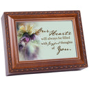 Hearts Full of Joyful Thoughts of You Woodgrain Rope Trim Music Box Plays You Light Up My Life