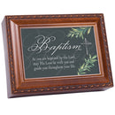 Baptized Lord  Distressed Brown 8 x 6 Music Box Plays Tune How Great Thou Art