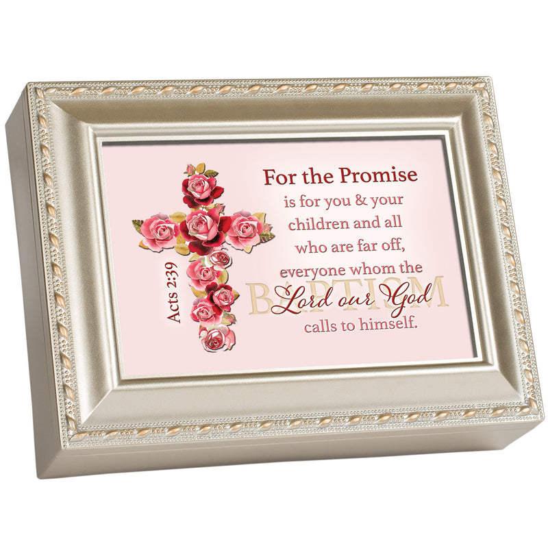 For The Promise  Distressed White 8 x 6 Music Box Plays Tune Jesus Loves Me