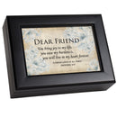 Joy Friend Distressed Black 8 x 6 Music Box Plays Tune That's What Friends Are For