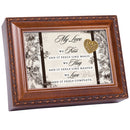 My Love We Kiss We Hug Distressed Brown 8 x 6 Music Box Plays Tune The Dance