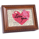 Heart Love You Distressed Brown 8 x 6 Music Box Plays Tune Wonderful World