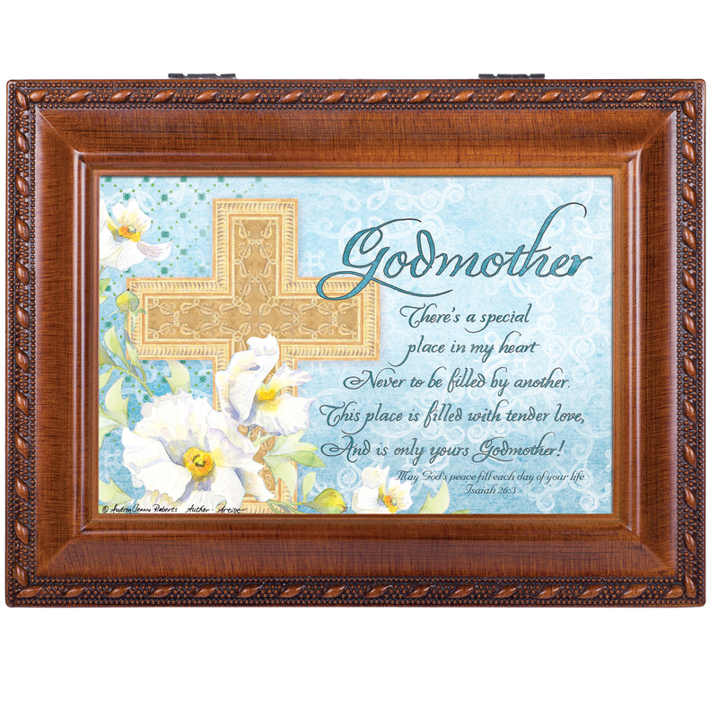 Cottage Garden Godmother Woodgrain Inspirational Traditional Music Box Plays Ave Maria