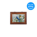 Watchful Birds Woodgrain Inspirational Traditional Music Box Plays Amazing Grace