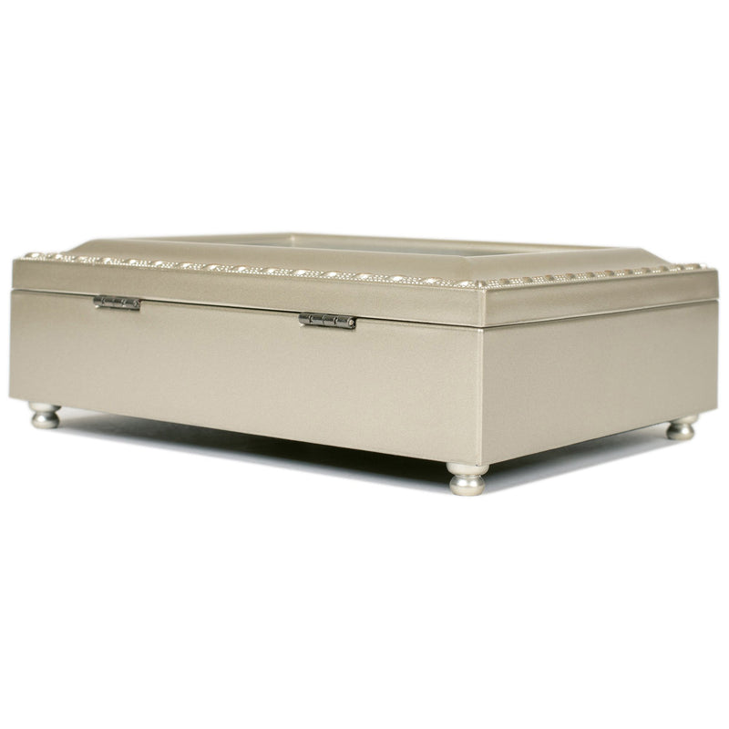 Dearest Granddaughter Champagne Silver Traditional Music Box Plays Light Up My Life
