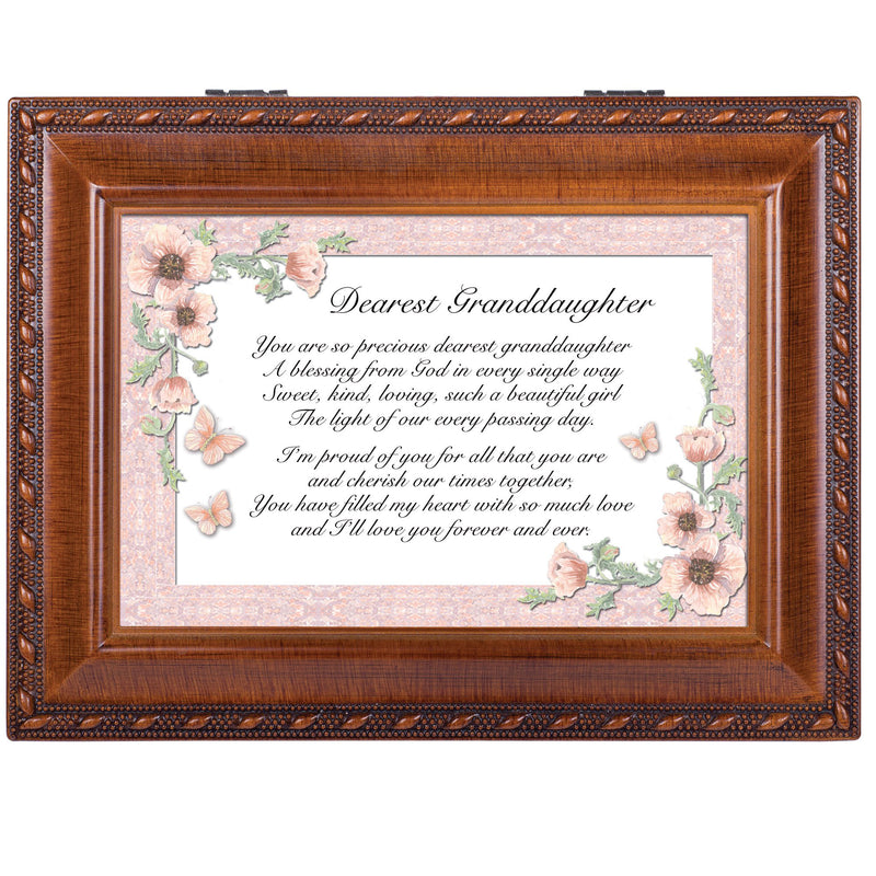 Dearest Granddaughter Woodgrain Music Box Plays Light Up My Life