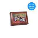 Cats Grey Brown Kittens in Basket Woodgrain Rope Trim Jewelry Music Box Plays You Are My Sunshine