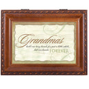 Grandmas Hold Hands Little While Woodgrain Rope Trim Jewelry Music Box Plays Wonderful World