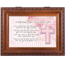 Baptismal Prayer Lead Her Woodgrain Rope Trim Jewelry Music Box Plays Jesus Loves Me