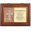 Cottage Garden Confirmation Life Filled with Peace Woodgrain Rope Trim Jewelry Music Box Plays Friend in Jesus
