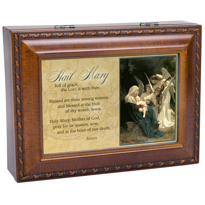 Cottage Garden Hail Mary Woodgrain Music Box/Jewelry Box Plays Ave Maria