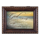 Cottage Garden Serenity Prayer Ocean Waves Burlwood Finish Jewelry Music Box Plays Amazing Grace