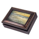 Cottage Garden Serenity Prayer Ocean Waves Burlwood Finish Jewelry Music Box Plays Amazing Grace