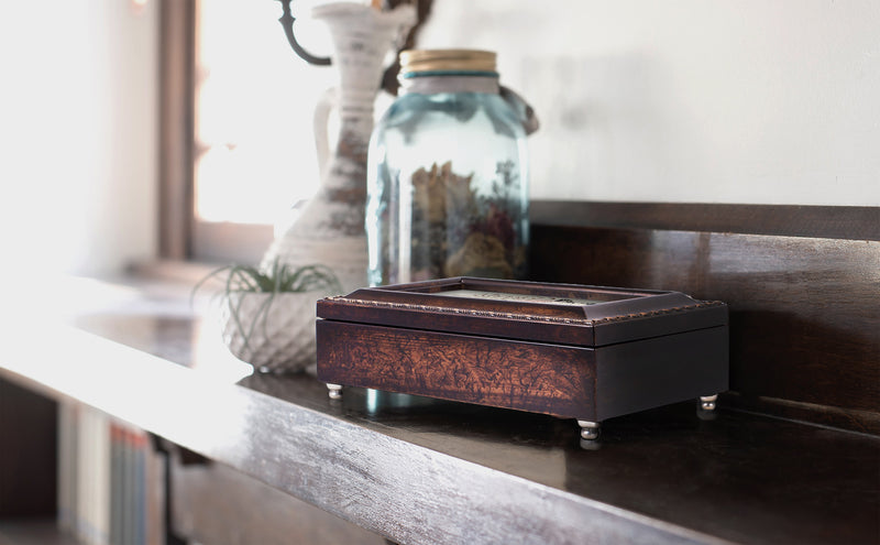 Friends Beautiful Gift Burlwood Finish Jewelry Music Box Plays Amazing Grace