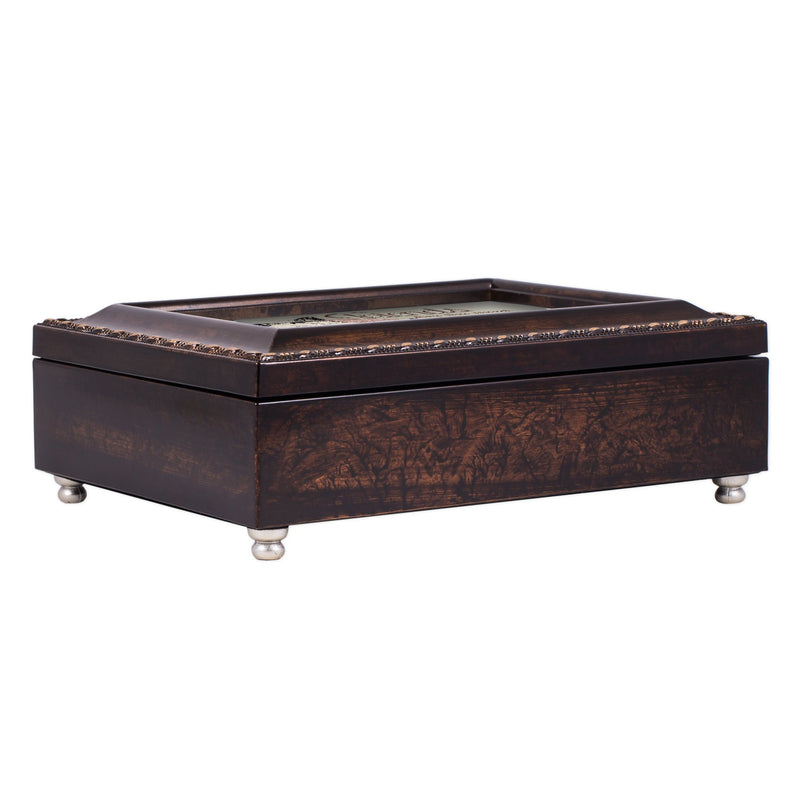 Proverbs 31 Woman Distressed Burlwood Finish Jewelry Music Box Plays Amazing Grace