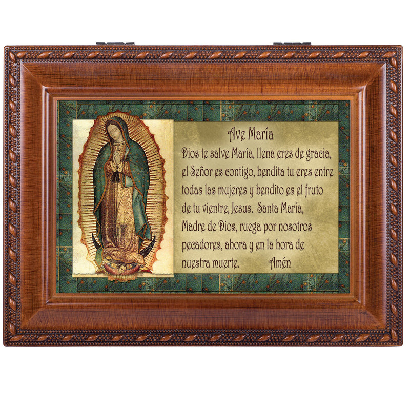 Cottage Garden Ave Maria (Hail Mary) Inspirational Woodgrain Traditional Music Box Plays Ave Maria