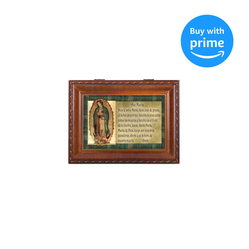 Cottage Garden Ave Maria (Hail Mary) Inspirational Woodgrain Traditional Music Box Plays Ave Maria