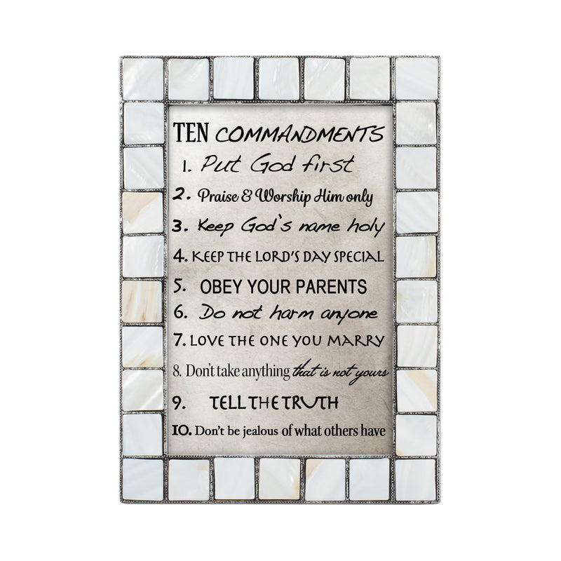 Ten Commandments Grey Brush Pearlescent 5 x 7 Photo Frame