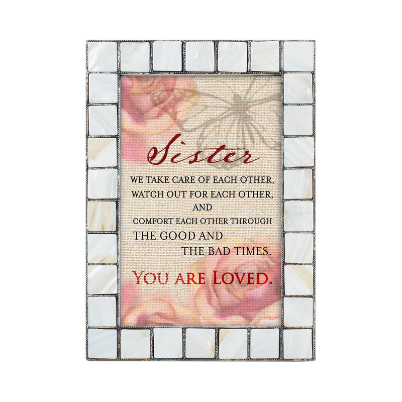 Sister You Are Loved Grey Brush Pearlescent 5 x 7 Photo Frame