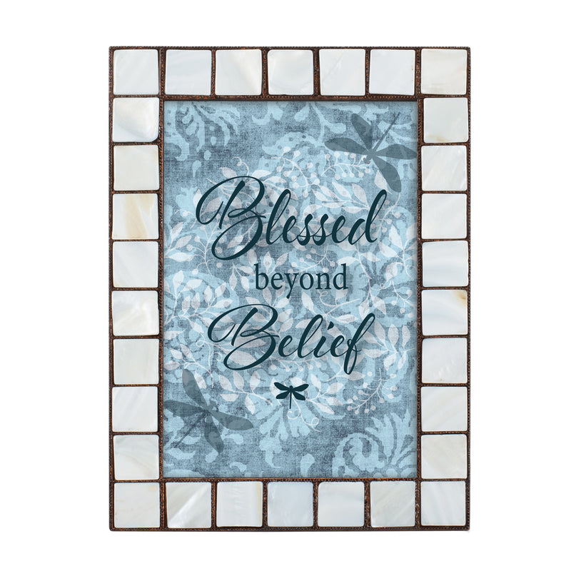 Blessed Beyond Belief Mother of Pearl Amber 5 x 7 Photo Frame