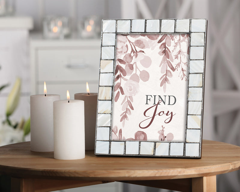 Find Joy Mother of Pearl Grey Photo Frame Holds 5x7 Photo