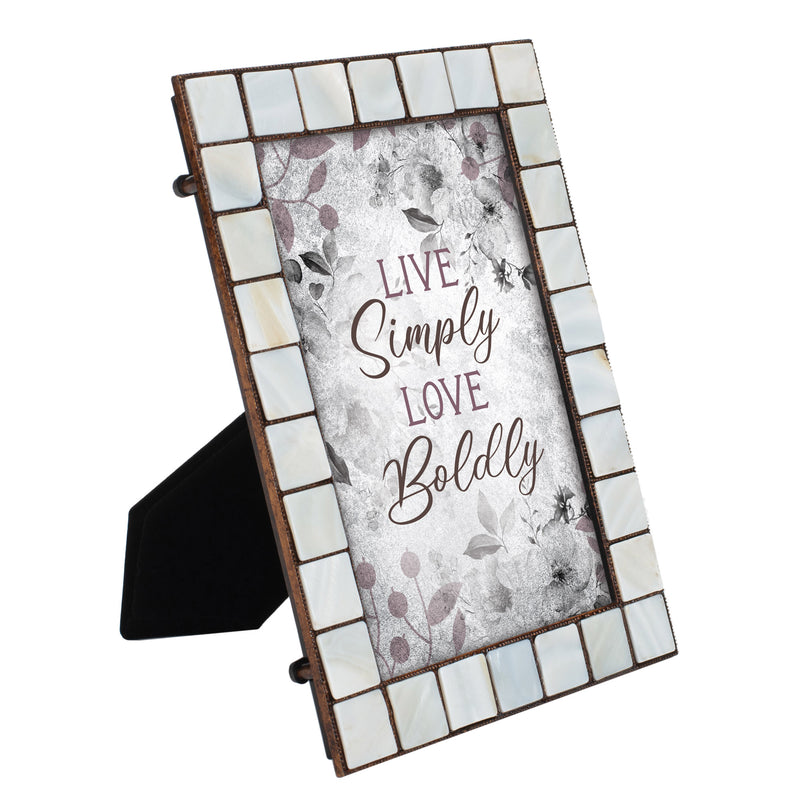 Love Boldly Mother of Pearl Amber Photo Frame Holds 5x7 Photo