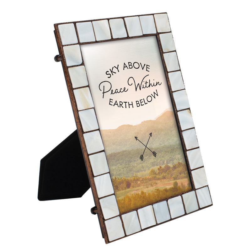 Peace Within Mother of Pearl Amber Photo Frame Holds 5x7 Photo