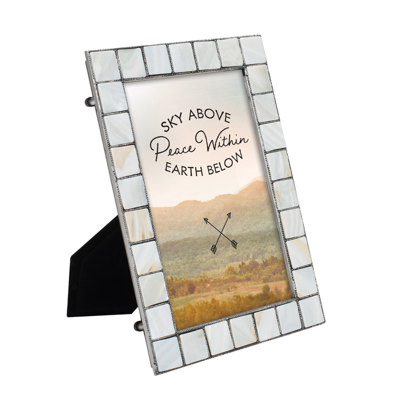 Peace Within Mother of Pearl Grey Photo Frame Holds 5x7 Photo