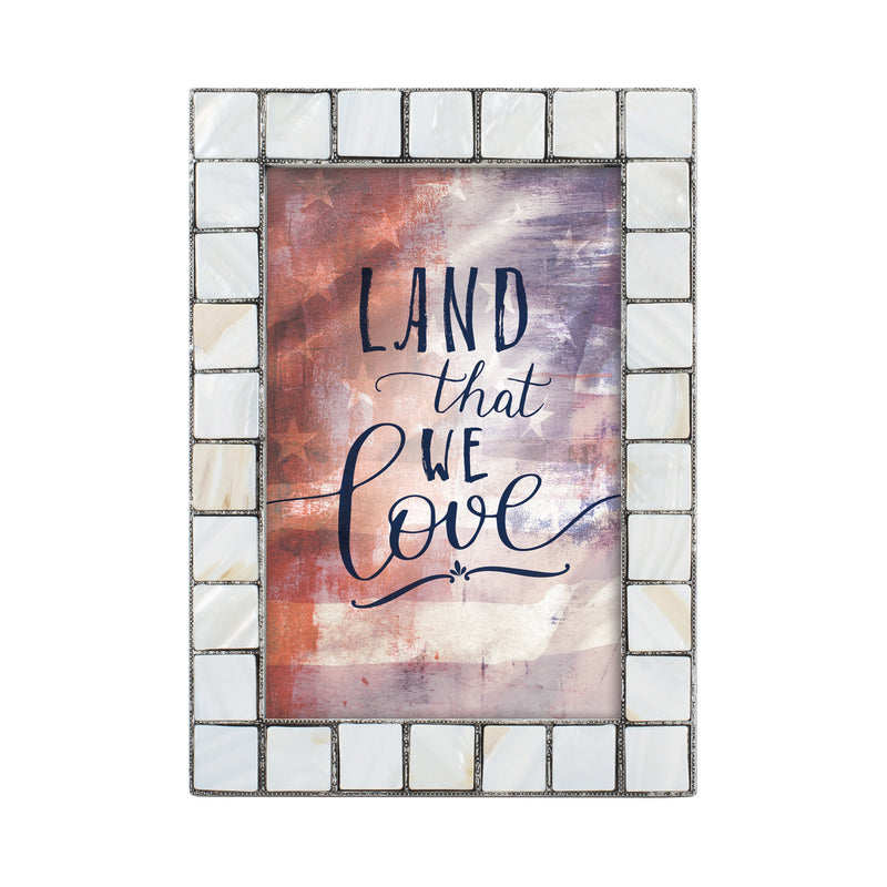 Land I Love Mother of Pearl Grey   Framed Wall Or Tabletop Art - Holds 5x7 Photo