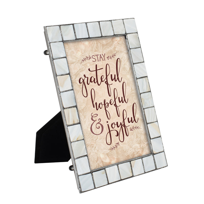 Stay Grateful Mother of Pearl Grey Photo Frame Holds 5x7 Photo
