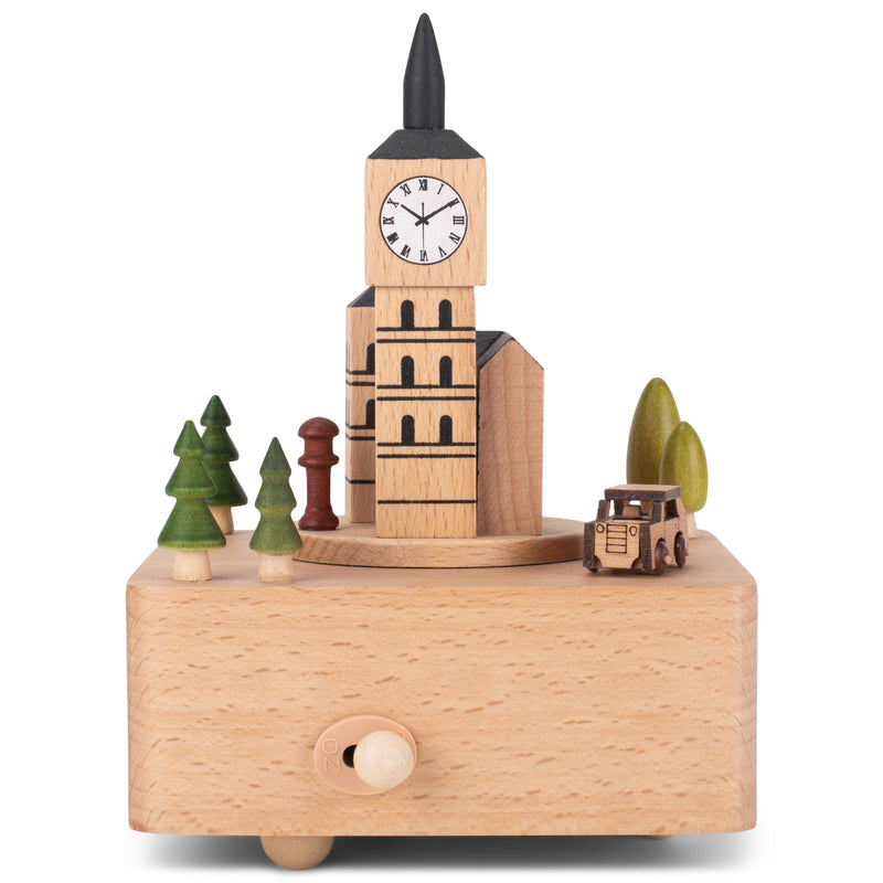 Cottage Garden Big Ben Car Woodgrain 17 inch Beech Wind-Up Musical Figurine