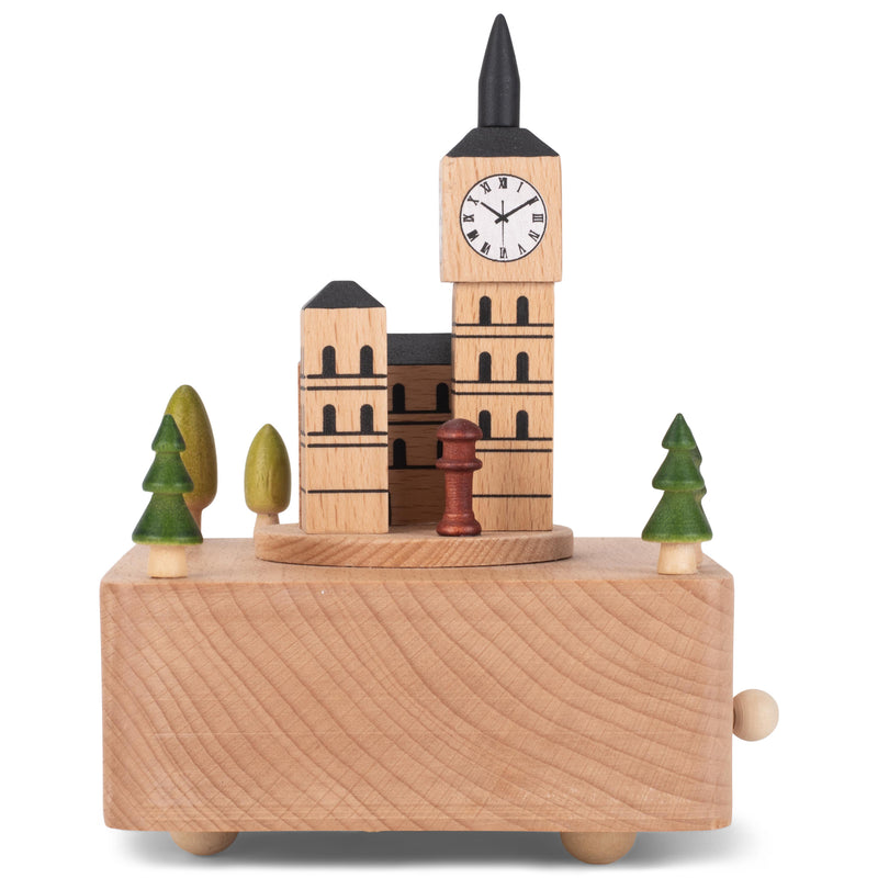 Cottage Garden Big Ben Car Woodgrain 17 inch Beech Wind-Up Musical Figurine