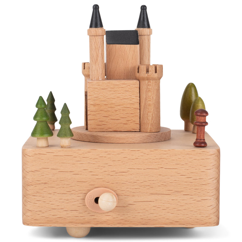 Cottage Garden Castle Car Woodgrain 17 inch Beech Wind-Up Musical Figurine
