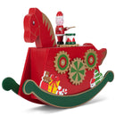 Cottage Garden Rocking Horse Gears Red 9 inch Wood Musical Holiday Figurine Plays We With You A Merry Christmas
