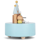 Cottage Garden Rainbow Castle Cat Blue 5 inch Natural Wood Music Box Plays Tune Brahm's Lullaby