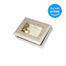 First Communion Ornate Champagne Silver Music Box/Jewelry Box Plays Amazing Grace
