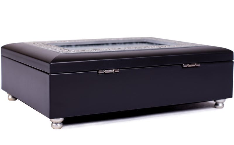 Daughter You Have Added so Much Beauty & Joy, Matte Black with Ornate Silver Inlay, Jewelry Music Box - Plays You Are My Sunshine
