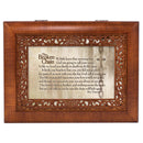 Cottage Garden Broken Chain Rich Woodgrain Finish with Ornate Inlay Jewelry Music Box - Plays Song Amazing Grace