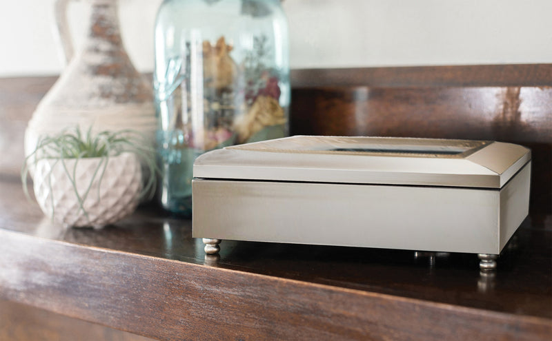 Granddaughter Silver Tone Inlay Music Box Plays You Light Up My Life