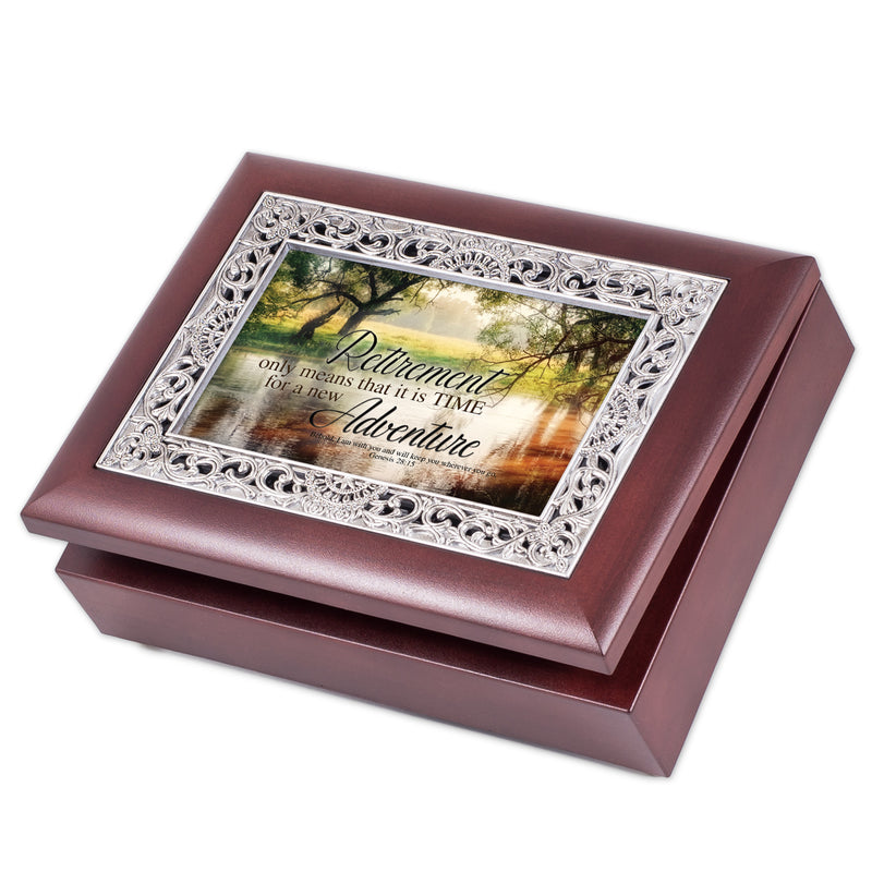 Cottage Garden Retirement Time for New Adventure Rosewood Jewelry Music Box Plays Wonderful World
