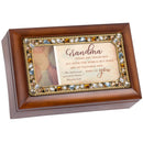 Grandma Treasures Jeweled Woodgrain Music Box Plays Amazing Grace