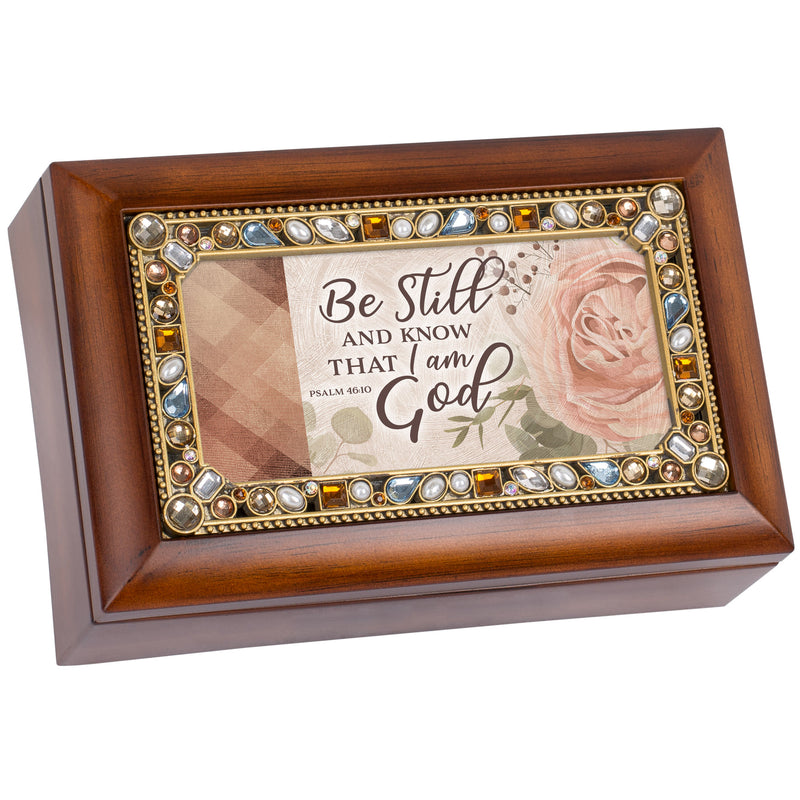 Be Still & Know Jewelry Woodgrain Music Box Plays Amazing Grace