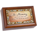In Memory Hearts Jeweled Woodgrain Music Box Plays Amazing Grace