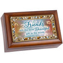 Friends Beautiful Jeweled Woodgrain Music Box Plays Amazing Grace