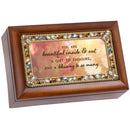 Beautiful Jeweled Woodgrain Music Box Plays How Great Thou Art