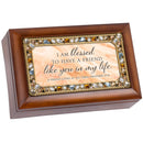 Blessed Friend Jeweled Woodgrain Music Box Plays How Great Thou Art