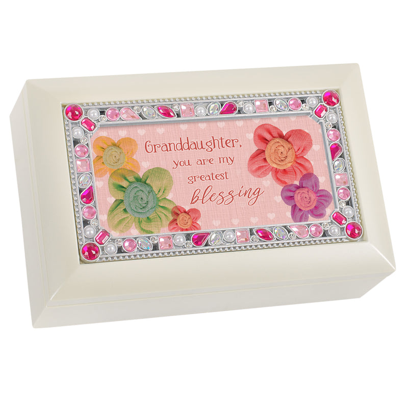 Granddaughter Jeweled Ivory Music Box Plays You Light Up My Life