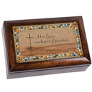 His Love Endures Jeweled Amber Music Box Plays Amazing Grace